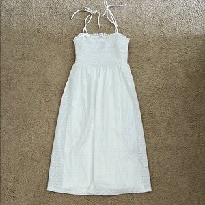 White Eyelet Tie-Strap Dress